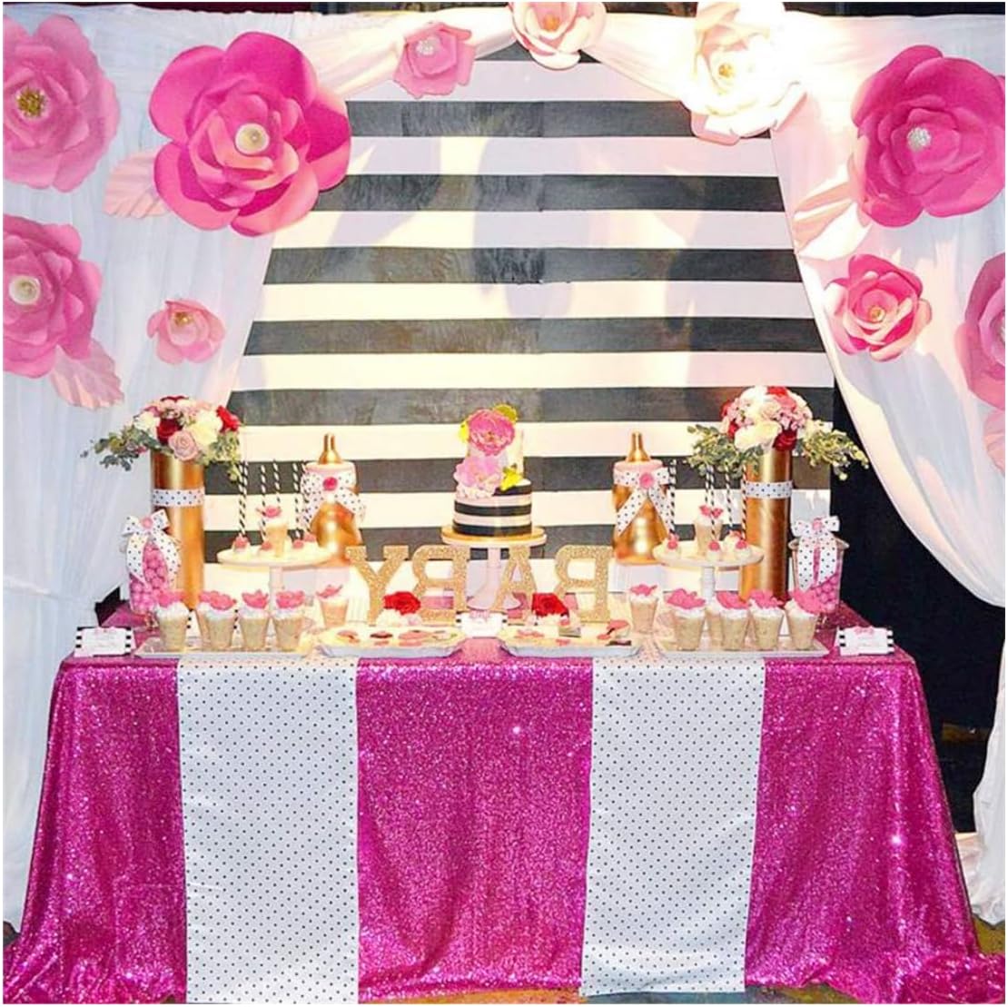 B-COOL Hot Pink Sequin Tablecloth for Elegant Events and Parties