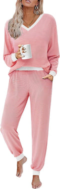 Women's Striped Pajama Set 2 Piece Lounge - Soft Long Sleeve PJs