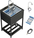 25.7in Stainless Steel Utility Sink - Commercial Single Bowl, Pull-Out