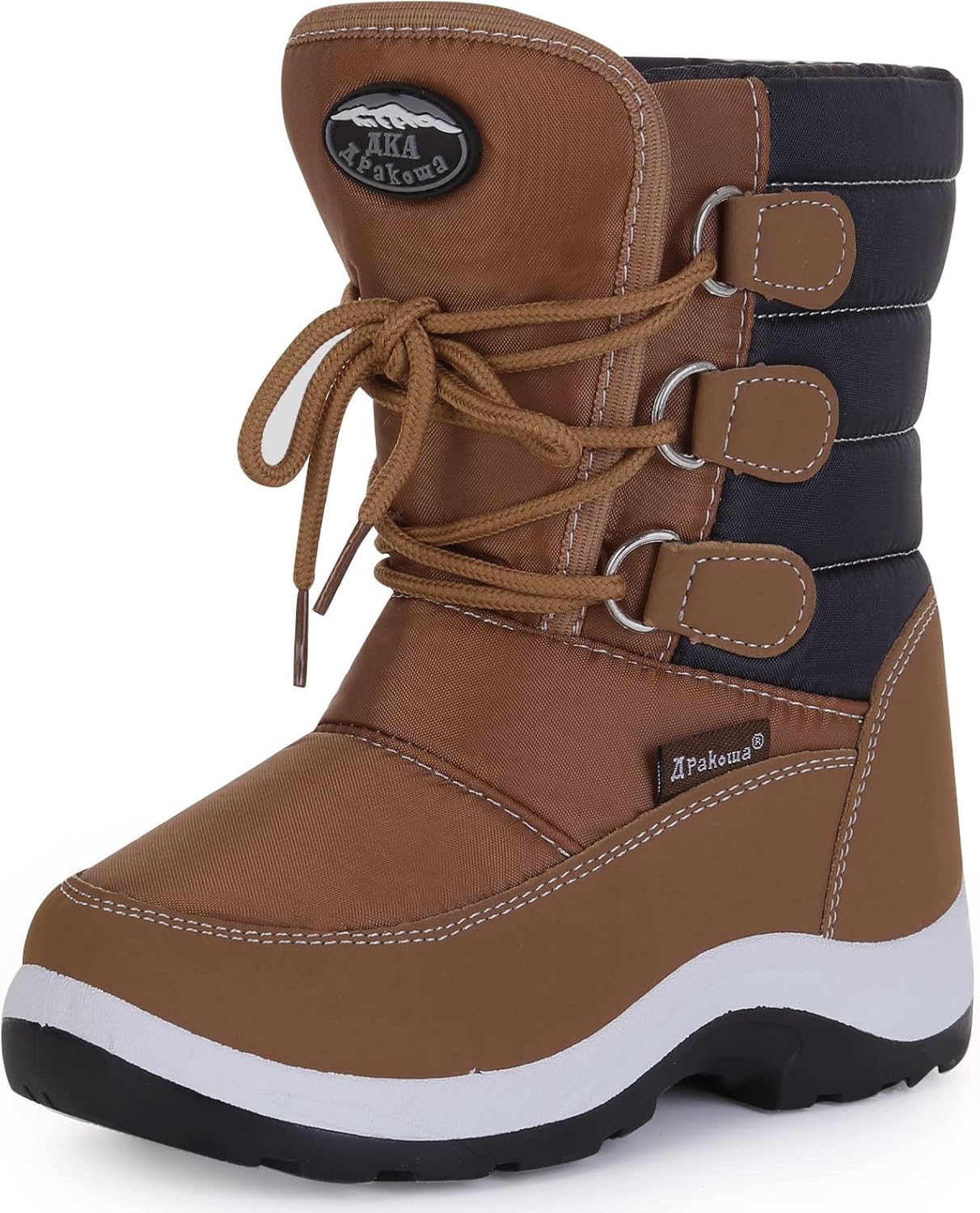 Apakowa Kids Girls Insulated Fur Winter Snow Boots for Comfort