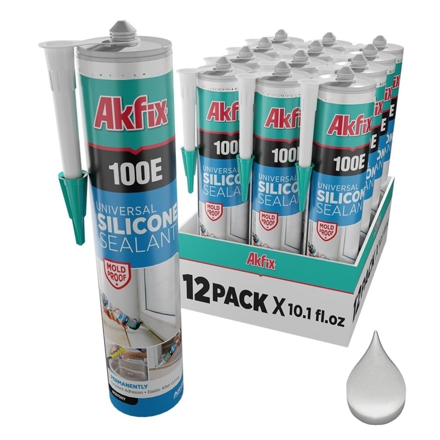 Akfix 100E RTV Silicone Caulk - 100% Waterproof Sealant