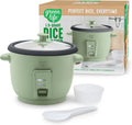 GreenLife Electric Rice Cooker 3-Cup (6-Cup Cooked) - Compact Healthy