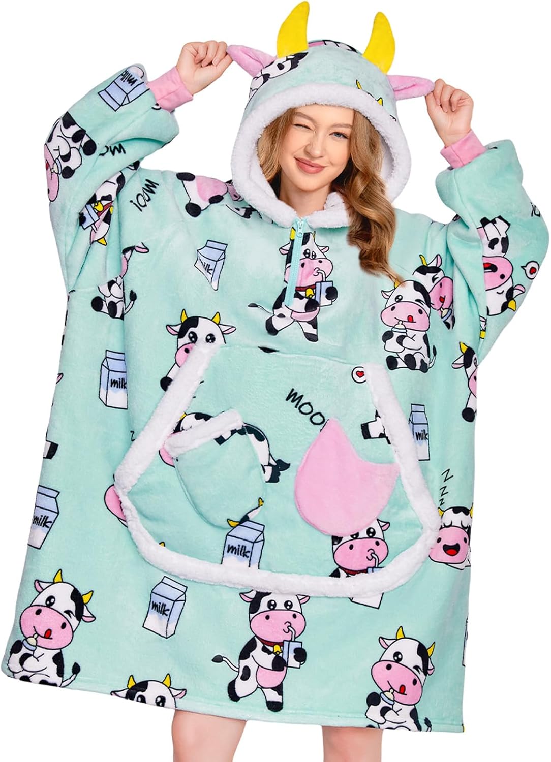 Wearable Blanket Hoodie for Adults - Oversized Fluffy Comfort