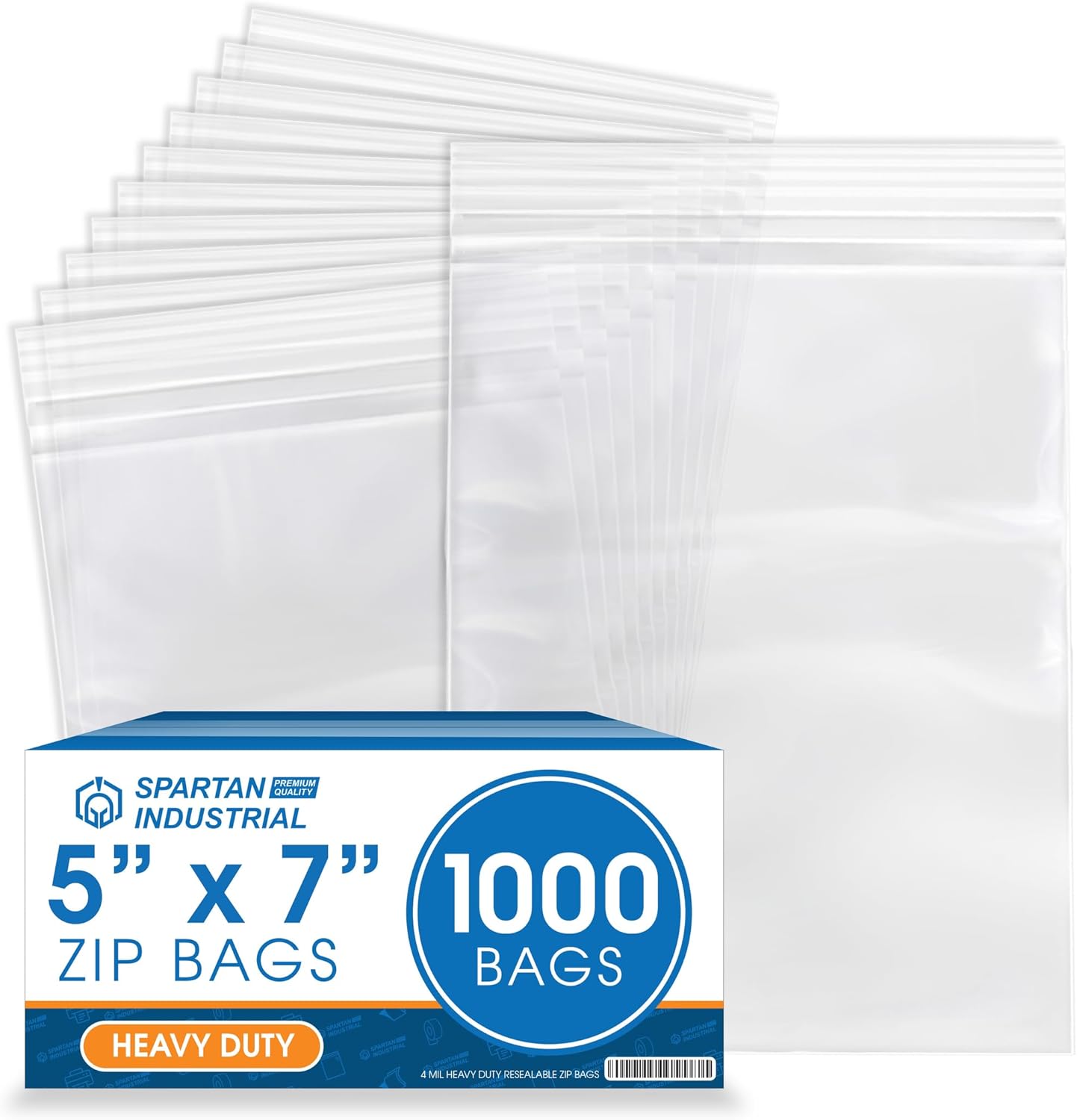 5 X 7 Clear Reclosable Zip Plastic Bags - Heavy Duty 1000 Count