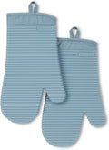 Ribbed Soft Silicone Oven Mitt 2-Pack Fog Blue - Heat Safe