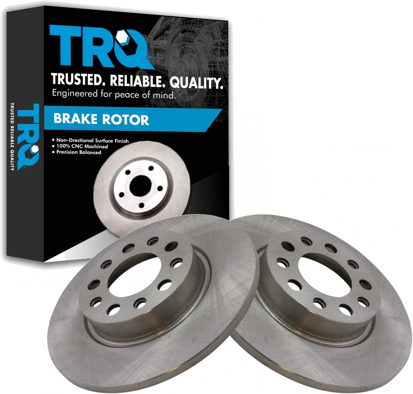 TRQ Rear Brake Rotors Set Solid for Fiat 500X and Jeep Compass