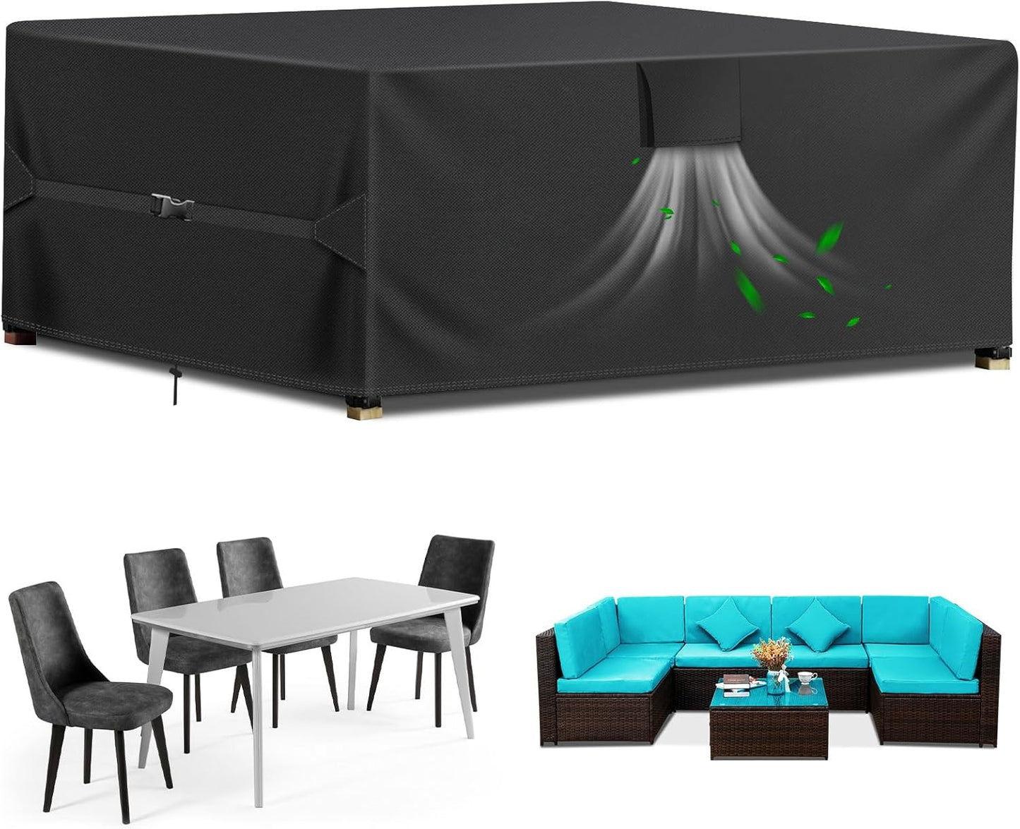 Patio Furniture Set Cover for 111L x 74W x 28H Heavy Duty Use