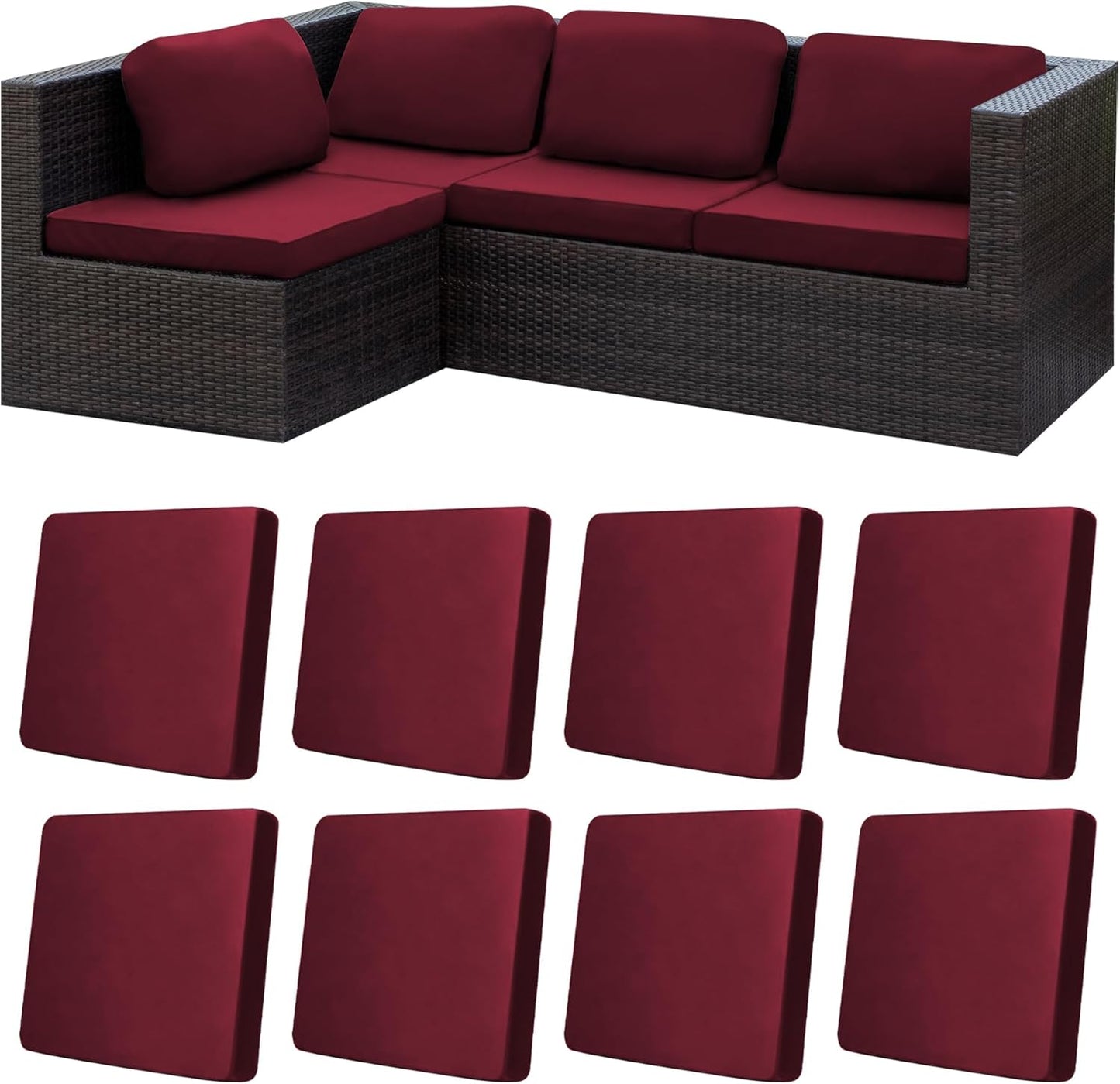 8Pcs Stretch Patio Cushion Covers for Outdoor Furniture Protection