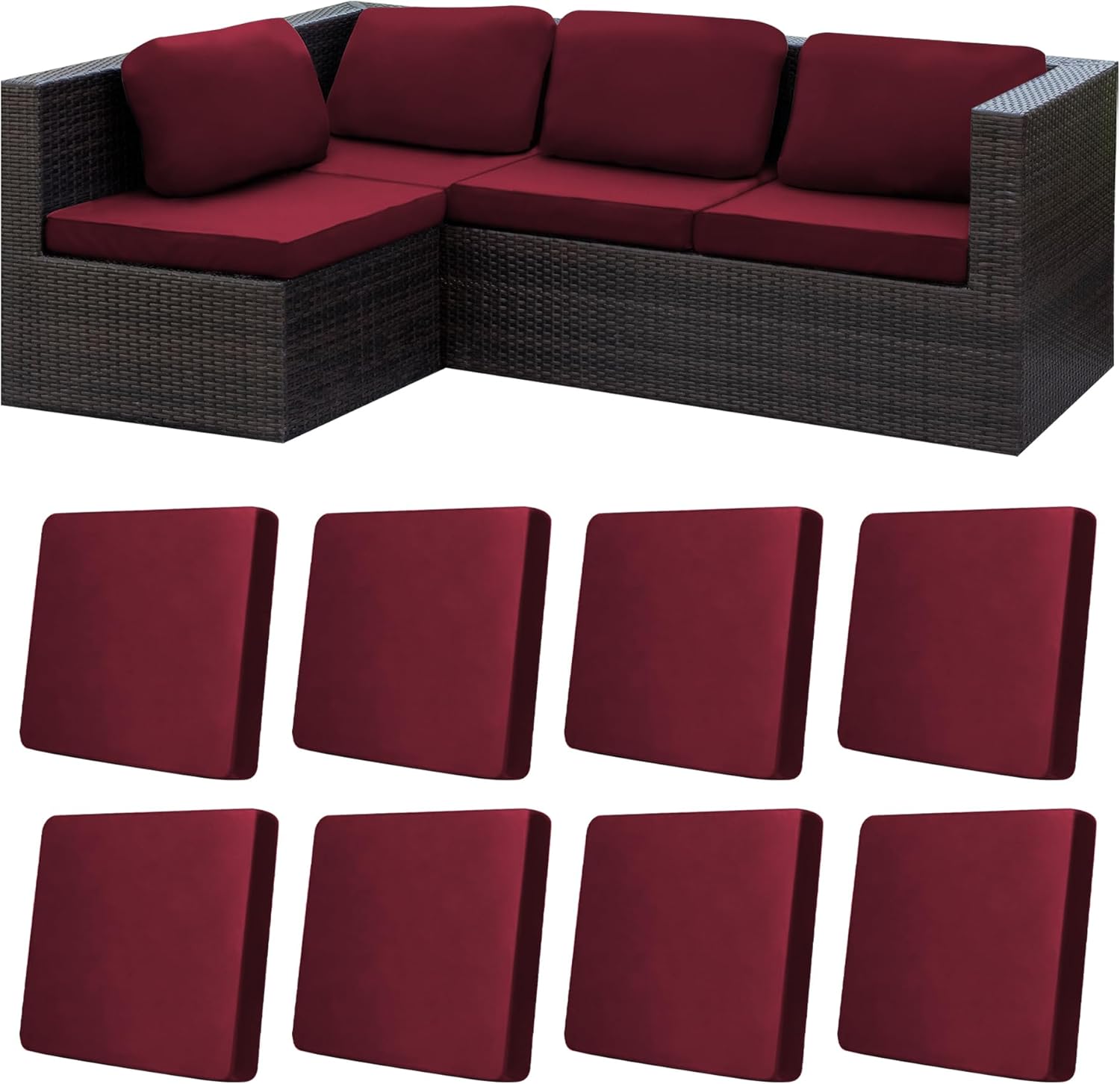 8Pcs Stretch Patio Cushion Covers for Outdoor Furniture Protection