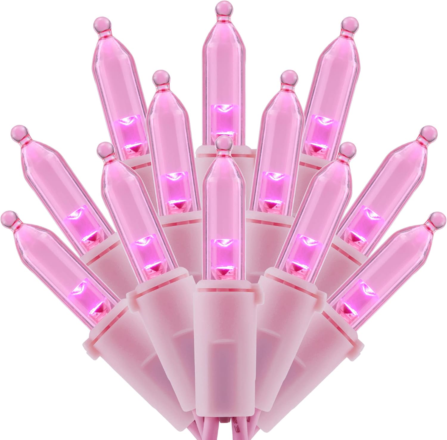 Pink LED Christmas Lights x2 Sets 33ft Each, UL Certified Commercial Grade - Sweetly Bright!