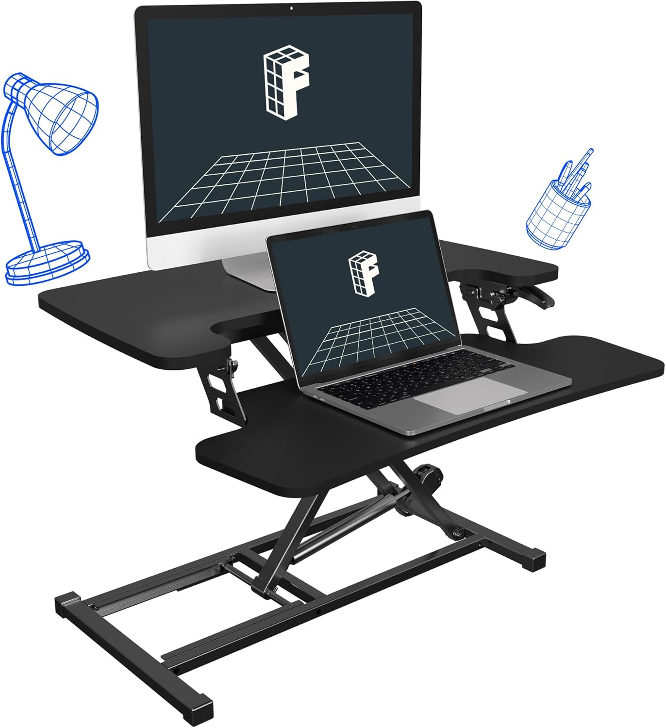 FLEXISPOT 28in Black Height Adjustable Standing Desk Converter