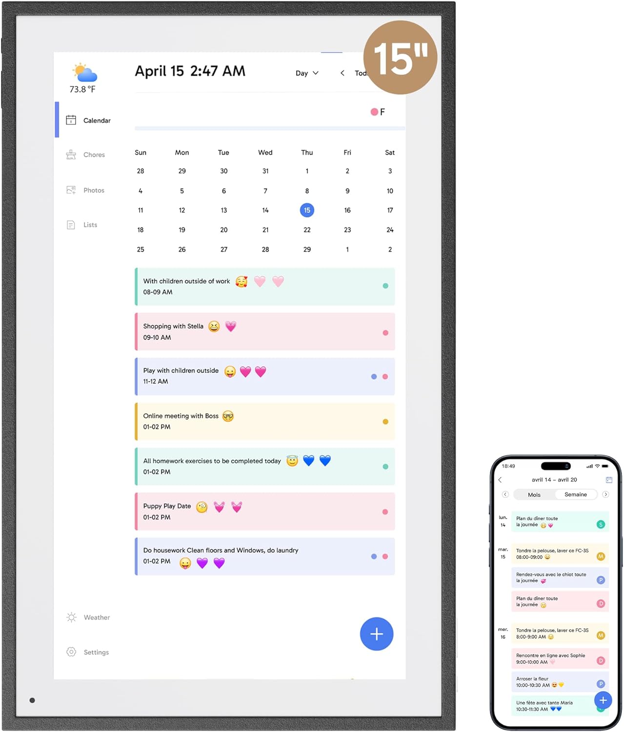 Dragon Touch 15.6in Digital Calendar Chore Chart for Families