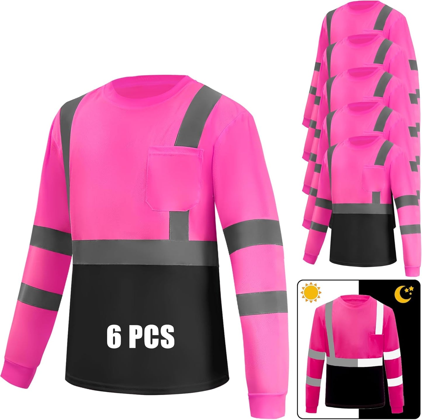 Hi Vis Long Sleeve Safety Shirts for Railway Colleagues - 6 Pack