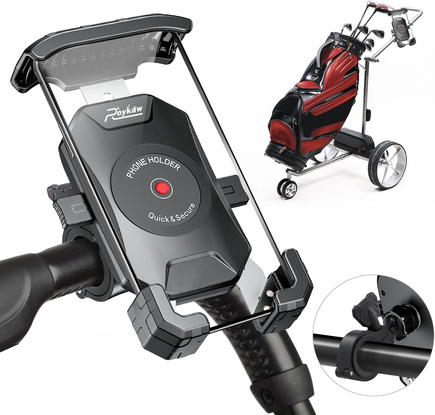 360 Rotatable Phone Holder for Golf Push Carts