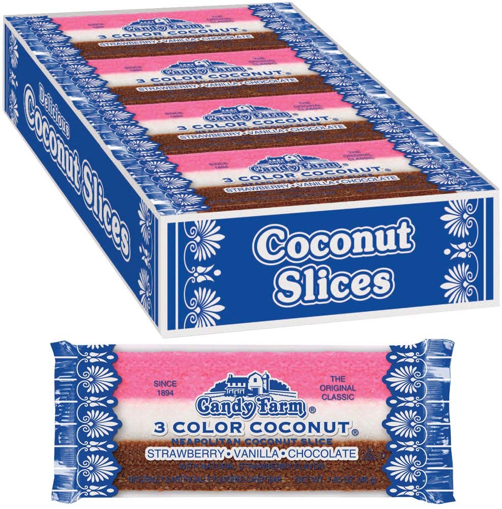 Neapolitan Coconut Slice Candy Bars - Delicious 24 Count Treats