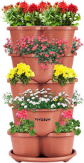 Vertical Gardening Stackable Planter Brown 5 Tier - Space Saving Tower