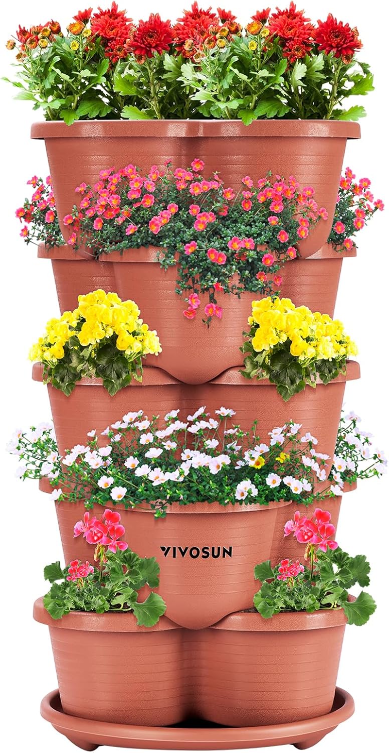 VIVOSUN 5 Tier Vertical Gardening Stackable Planter for Herbs