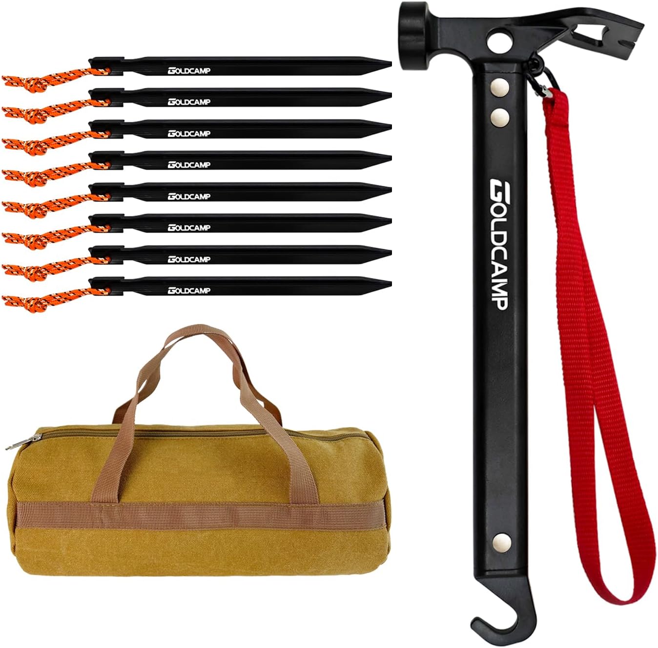 Ultimate Camping Stake Set with Hammer & Bag