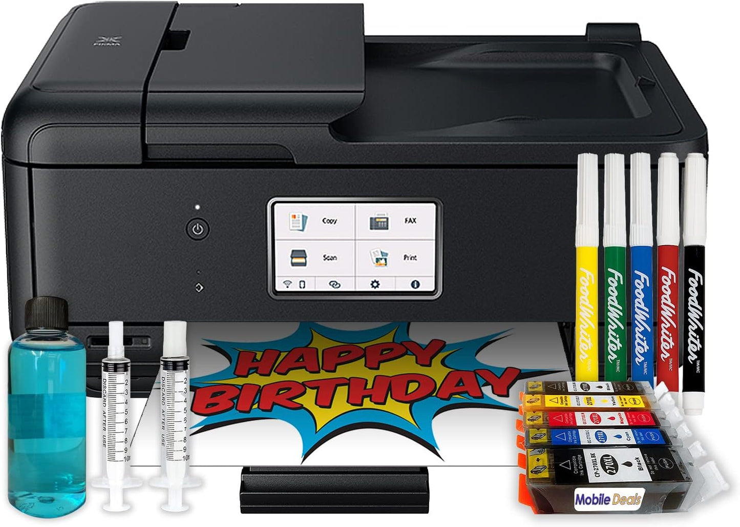 Wireless Cake Topper Image Printer Bundle with Edible Ink Cartridges