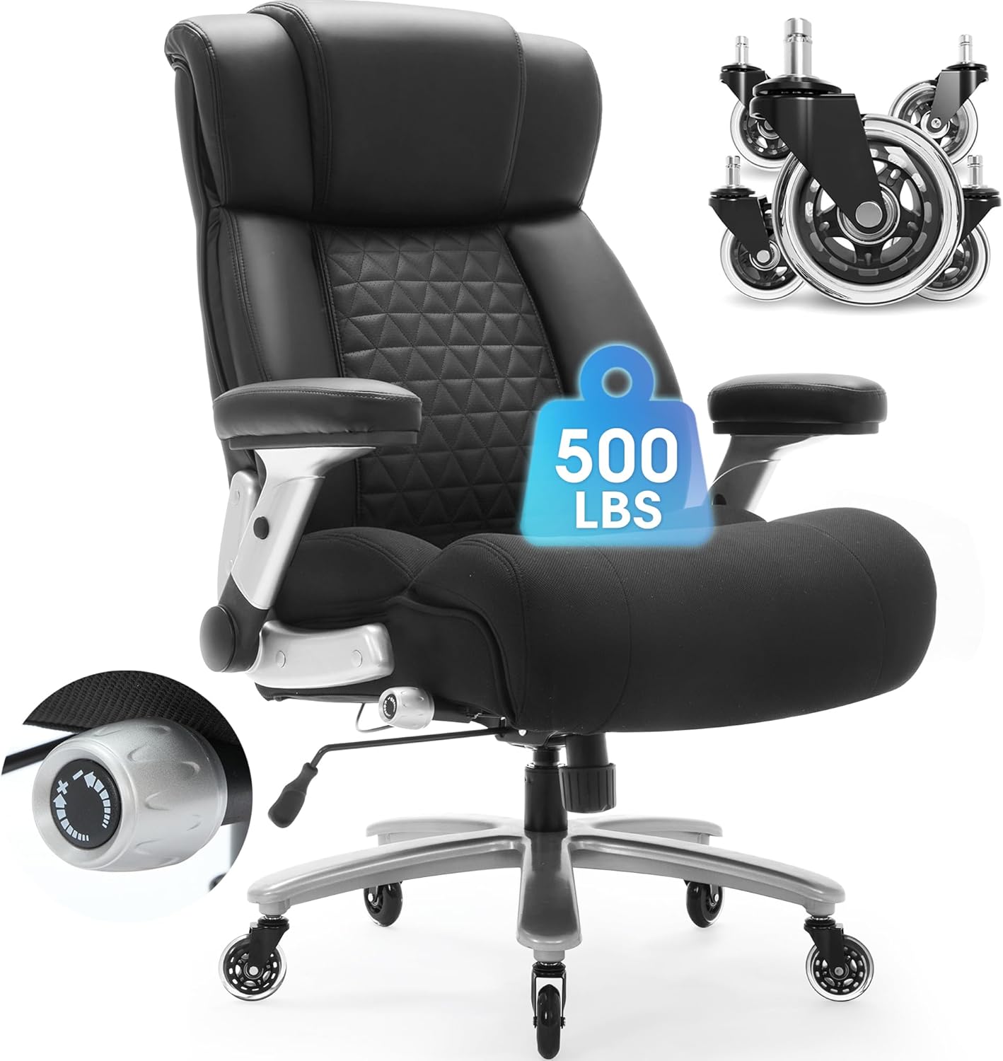 500lbs Big & Tall Office Chair with Adjustable Lumbar Support - Uiesno