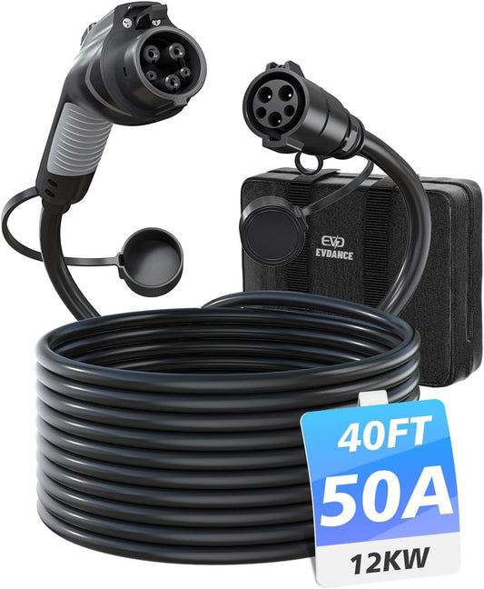J1772 EV Charger Extension Cable 50A 40FT for Electric Vehicles
