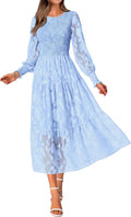 Wedding Guest Dresses Long Sleeve Floral Maxi Dress - Fall 2025 Sheer