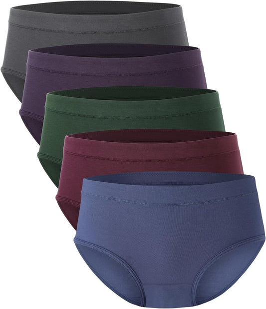 Moisture-Wicking Bamboo Womens Briefs, Soft and Breathable 5-Pack