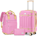 LARVENDER 3-Piece Expandable Carry on Luggage Set - Lightweight Berry