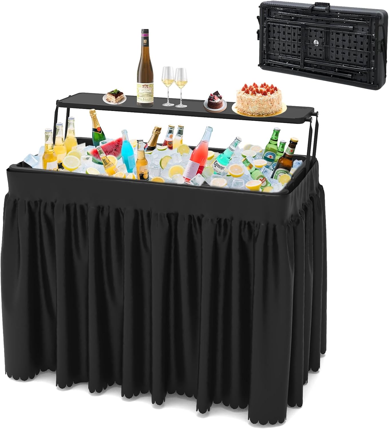 SHAREWIN Double-Layer Ice Cooler Folding Table for Parties