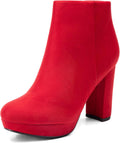 DREAM PAIRS Women's Stomp High Heel Ankle Boots - Faux Suede Lift