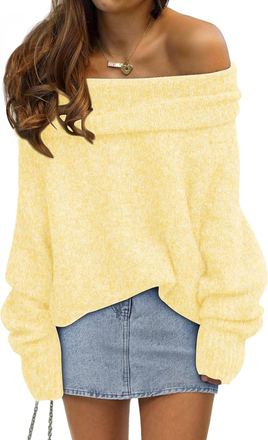 LILLUSORY Womens Off The Shoulder Sweater for Stylish Comfort