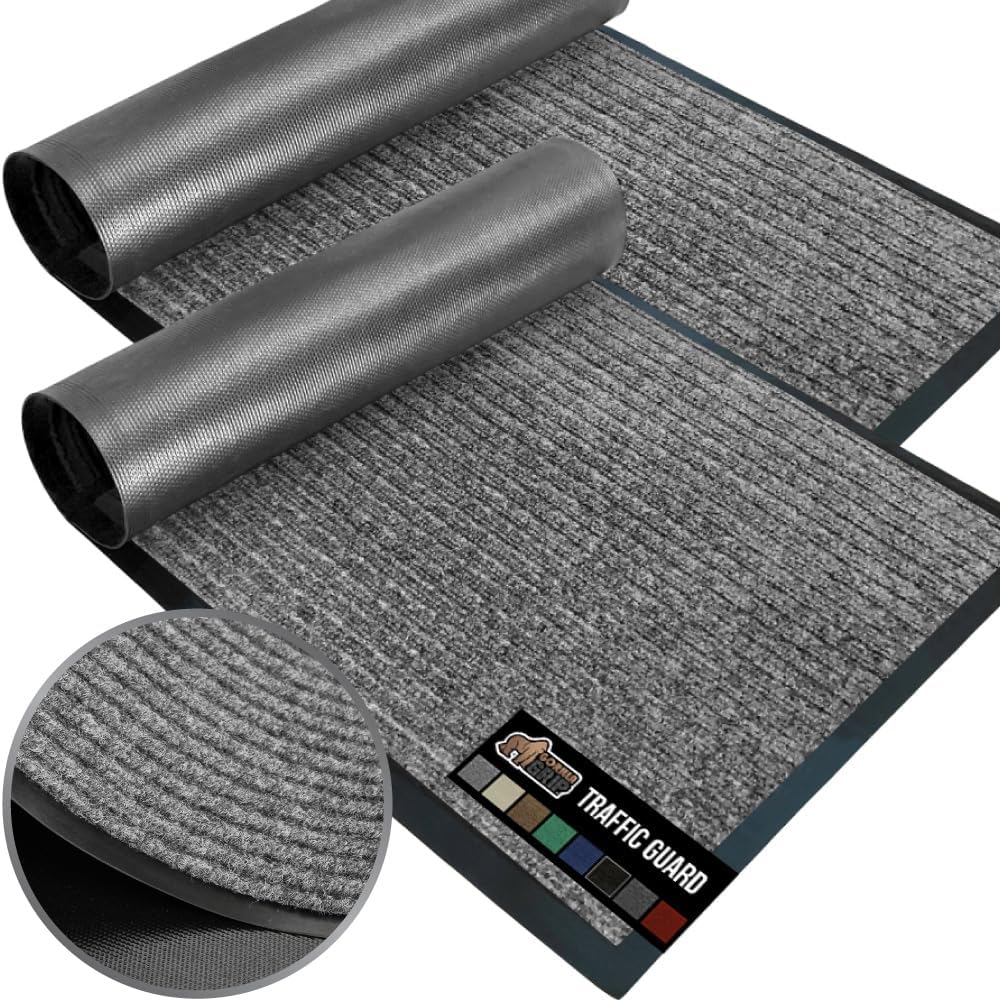 GORILLA GRIP Traffic Guard Doormat 2 Pack for High Traffic Areas