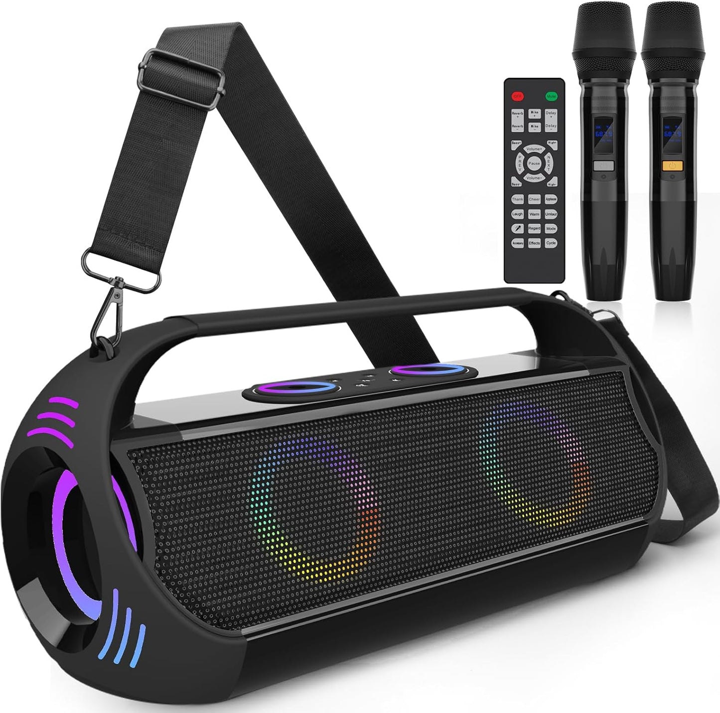 Portable Karaoke Machine: Dual Wireless Microphones, Powerful Sound