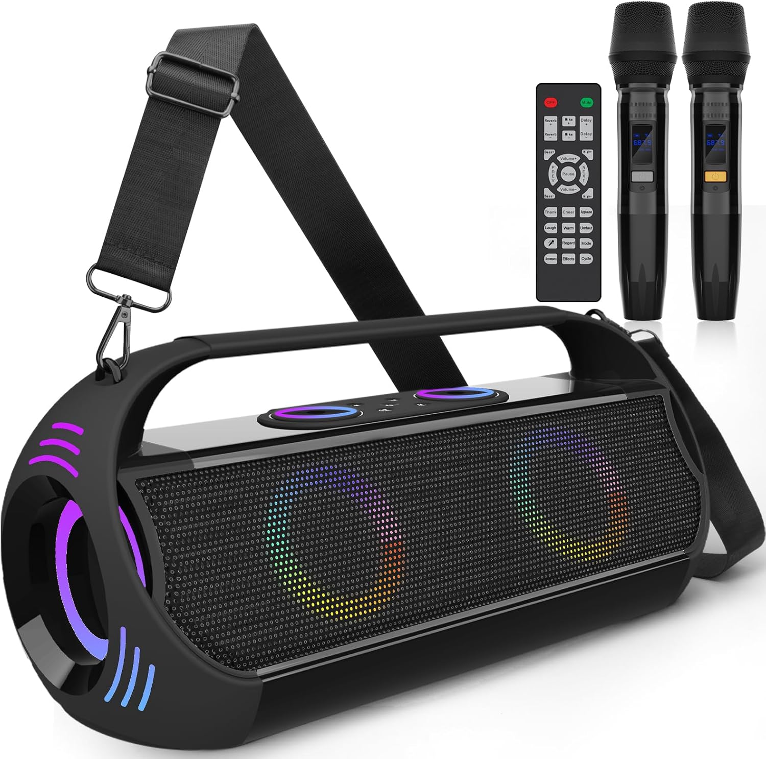 Portable Karaoke Machine: Dual Wireless Microphones, Powerful Sound