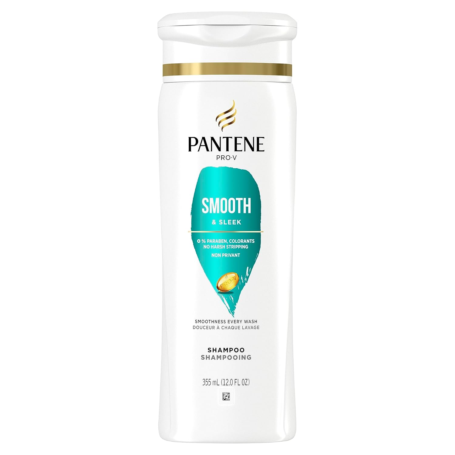 Pantene Frizz Control Shampoo, Smooth & Sleek, Color-Safe, 355 mL