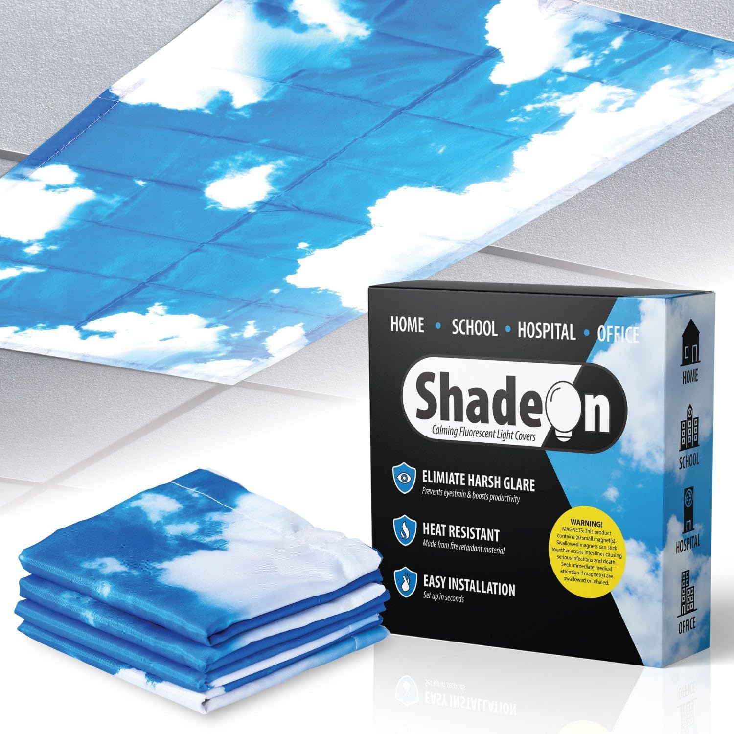 ShadeOn Summer Sky 4-Pack Magnetic Fabric Light Covers for Glare