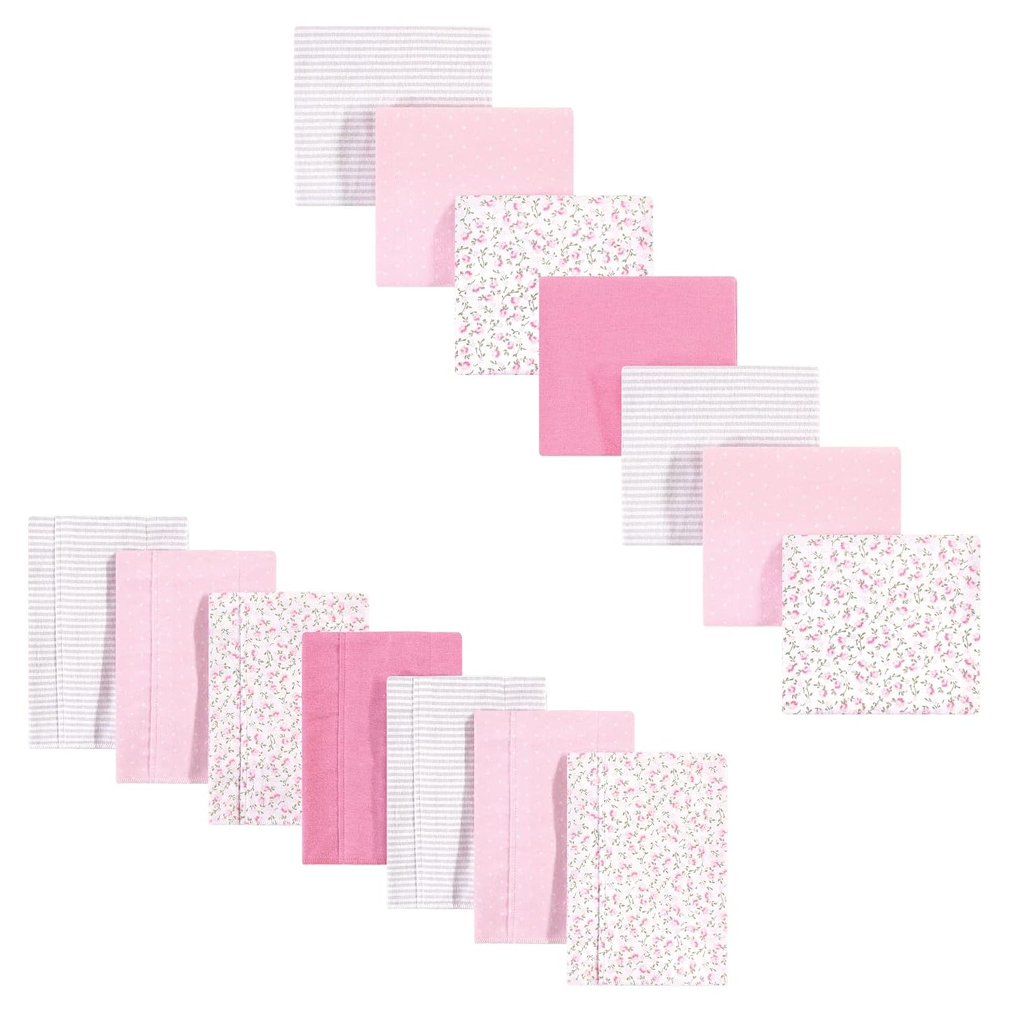 Hudson Baby Unisex Cotton Flannel Burp Cloths & Blankets Set