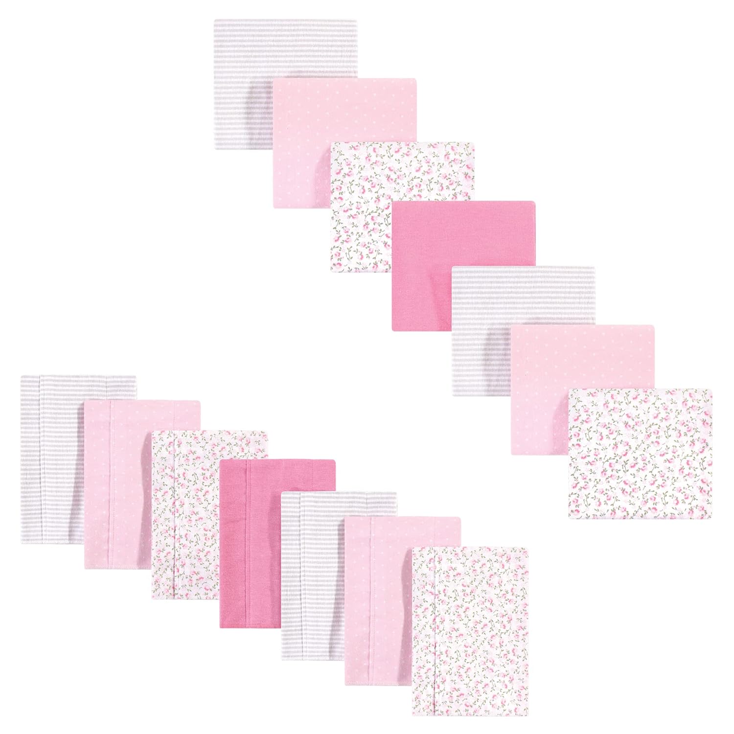 Hudson Baby Unisex Cotton Flannel Burp Cloths & Blankets Set