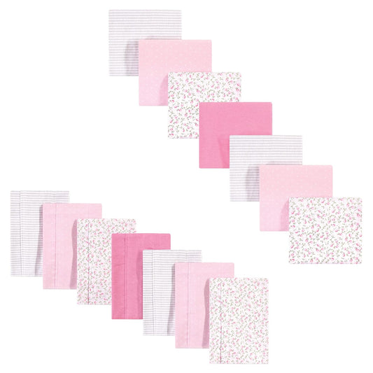 Hudson Baby Unisex Cotton Flannel Burp Cloths & Blankets Set