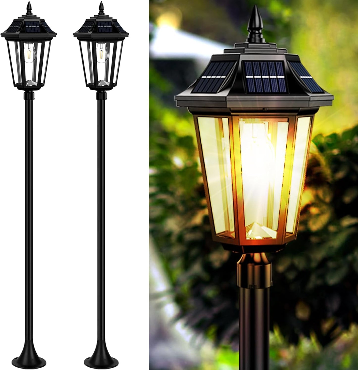 65 Solar Lamp Post Light Outdoor 2Pack for Garden Pathway