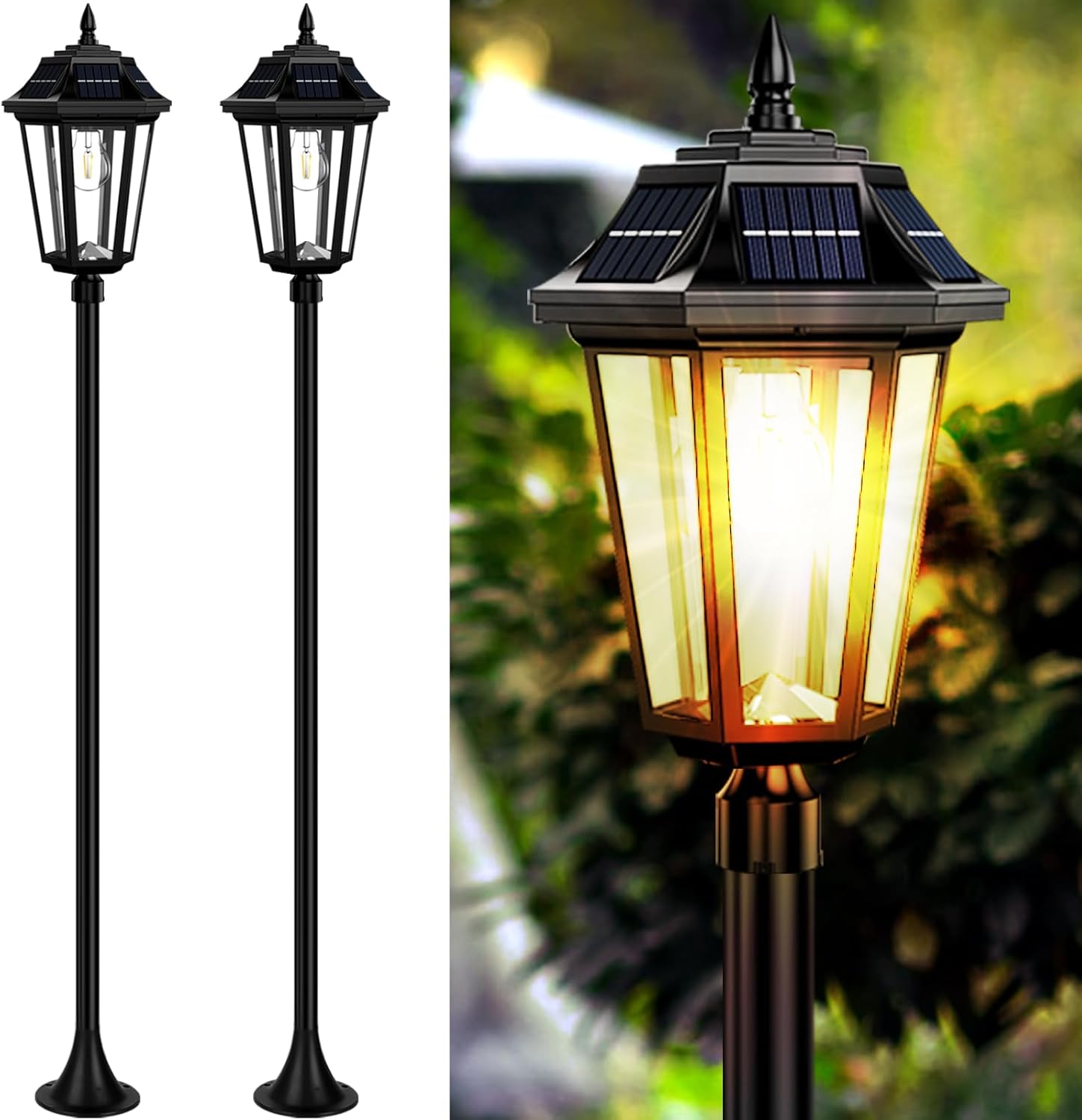 65 Solar Lamp Post Light Outdoor 2Pack for Garden Pathway