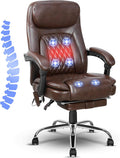 6 Point Massage Office Chair PU Leather with Heating and Footrest