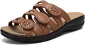 CIOR Women's Classic Leather Sandals, Black - Comfortable Arch Support