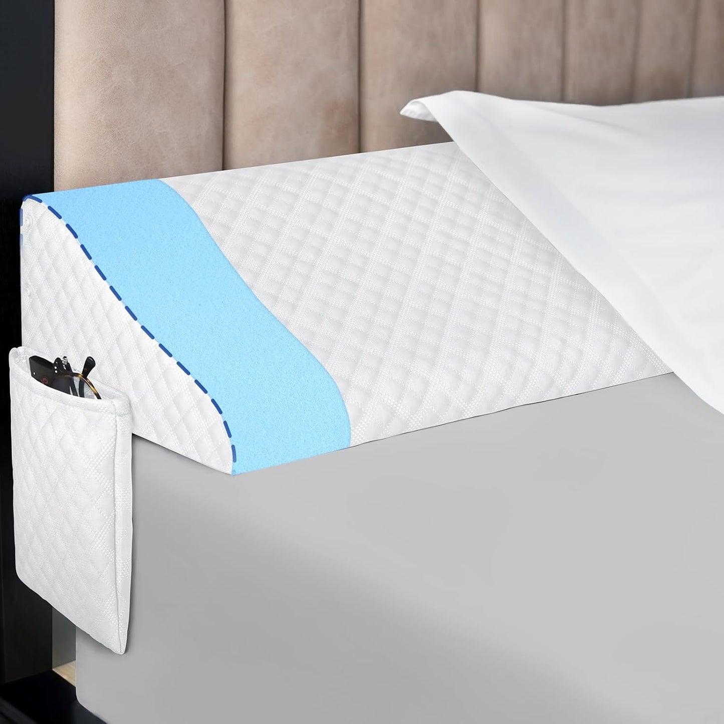 Kayfia Queen Size Bed Wedge Pillow for Headboard Gap Filler