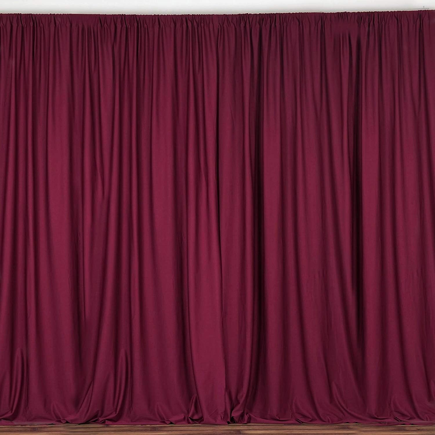 10 Ft Wide by 9 Ft High Burgundy Polyester Backdrop Drape Panel