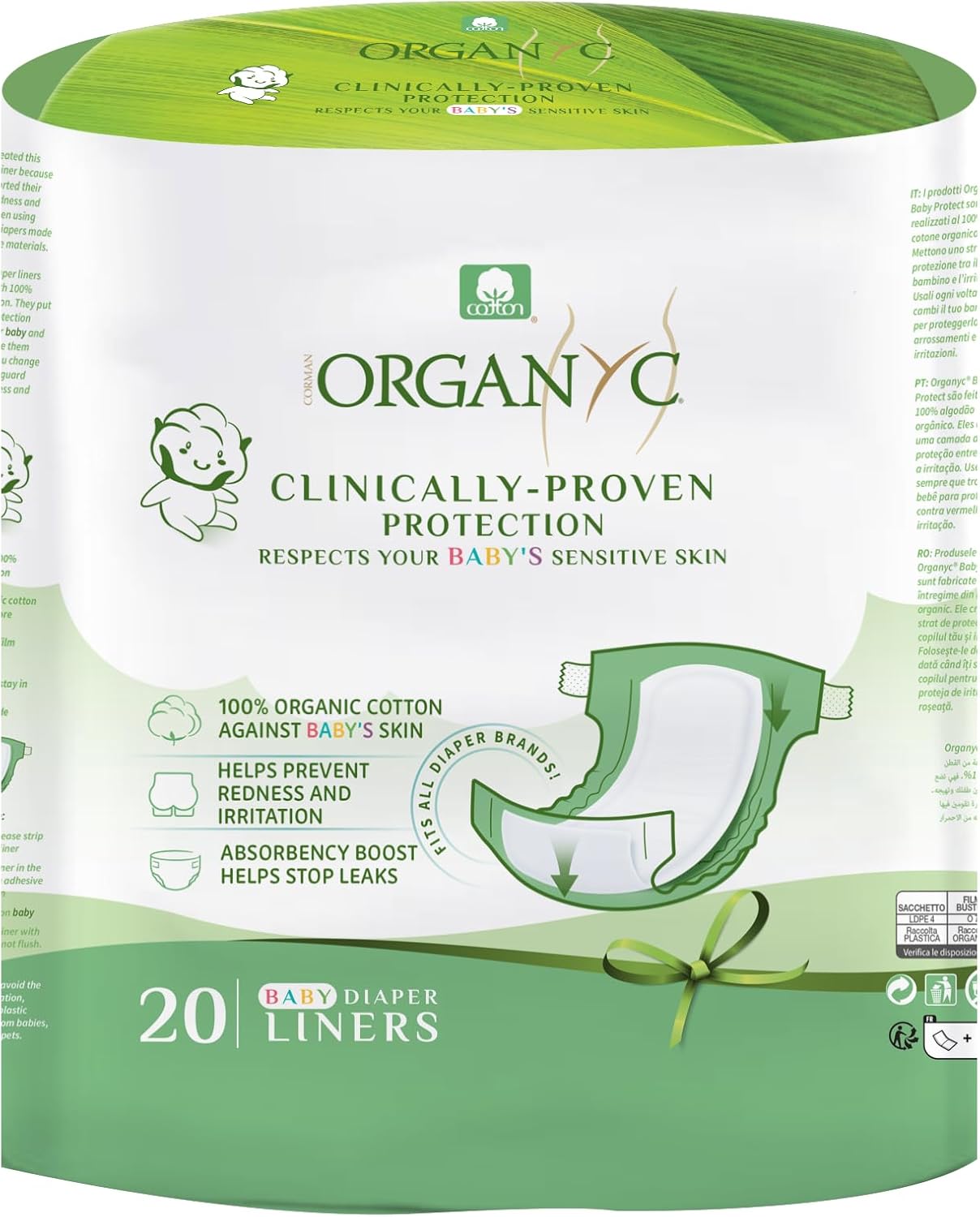 Organyc Organic Cotton Diaper Liner: Gentle & Versatile, 20 Count
