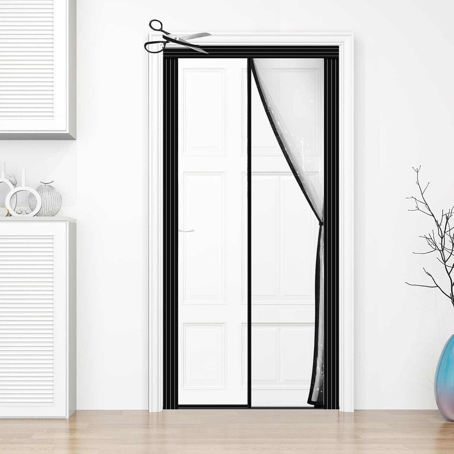 Skloopearg Insulated Door Curtain: DIY Size, Magnetic Auto Closer, All-Season Comfort