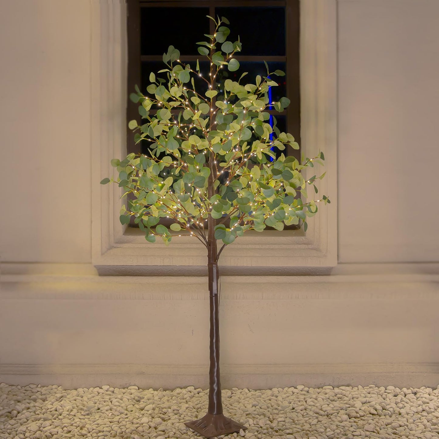 6ft Lighted Eucalyptus Tree with 300 Warm White LED Lights