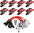 Set of 8 Round Ignition Coil UF414 and Spark Plug Wire Set