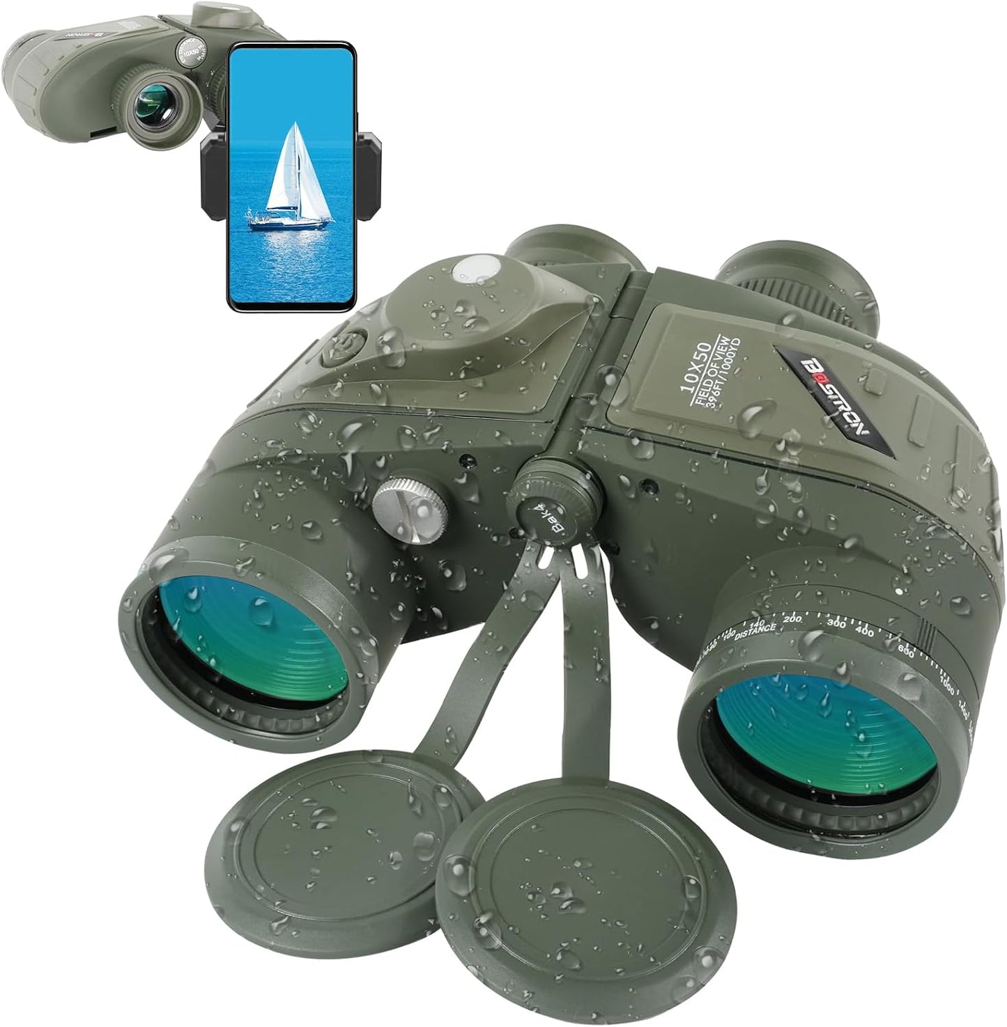 10X50 Binoculars with Compass and Rangefinder for Outdoor Use